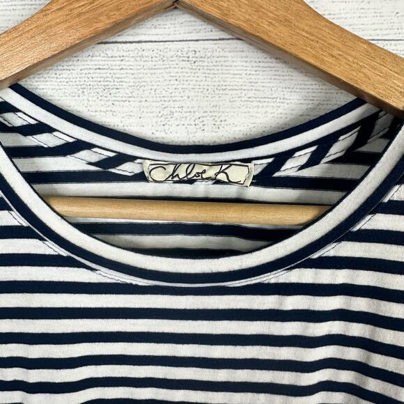 Chloe K Womens size Medium Tunic A Lined Striped Flowy Hem Blue White Tank Top - Picture 5 of 9